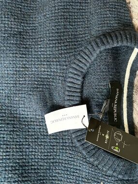 Banana Republic Men's Textured Navy Crewneck Sweater